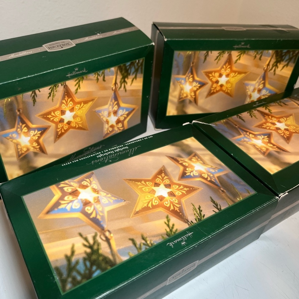 VTG Hallmark Illuminations Starlight Starbright Ornaments 4 Boxes